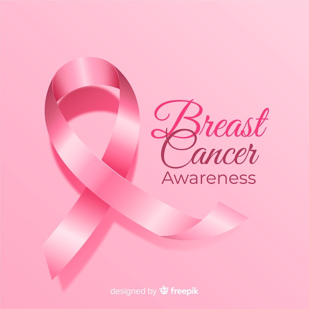 Breast cancer awareness with realistic ribbon