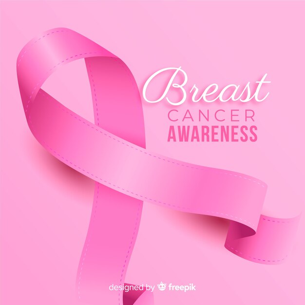 Breast cancer awareness with realistic ribbon