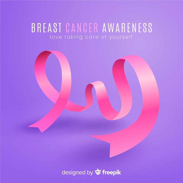 Free vector breast cancer awareness with ribbon