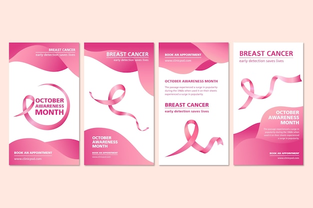 Free vector breast cancer instagram stories