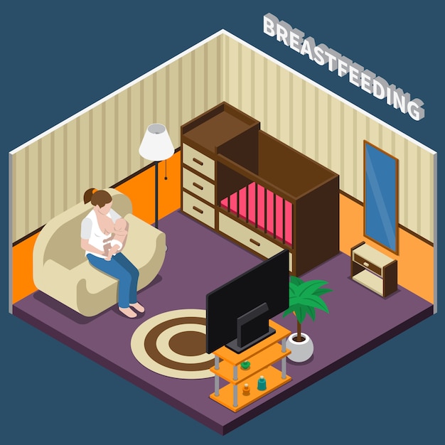 Free vector breastfeeding isometric composition