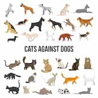 Free vector breed set of dogs and cats