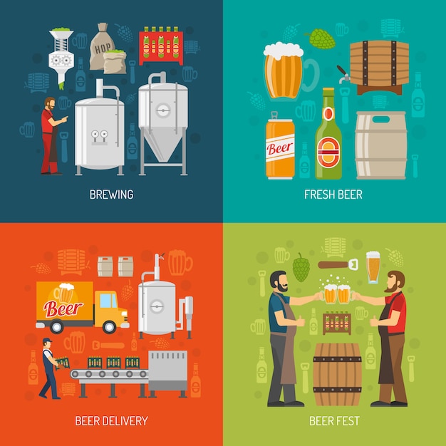 Brewery concept icons set