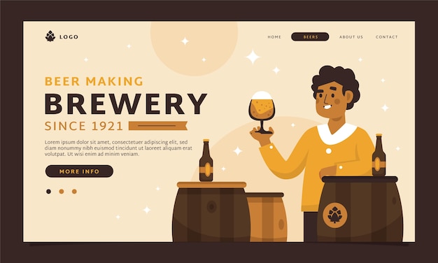 Free vector brewery landing page design