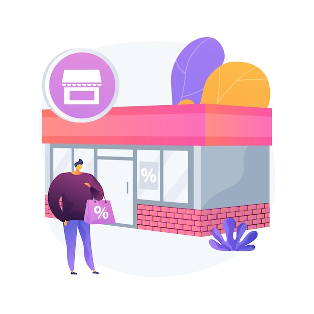 Free vector brick and mortar abstract concept   illustration. street-side business, physical presence in building, face-to-face service, brick-and-mortar retailer, local rental shop