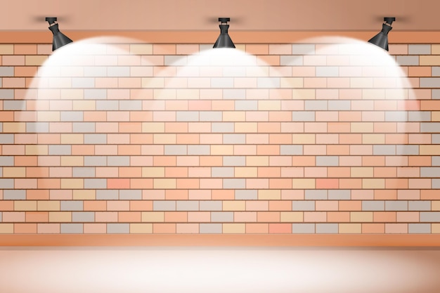 Бесплатное векторное изображение Кирпичная стена с фоном прожекторов