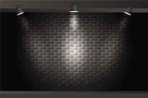 Free vector brick wall with spot lights background