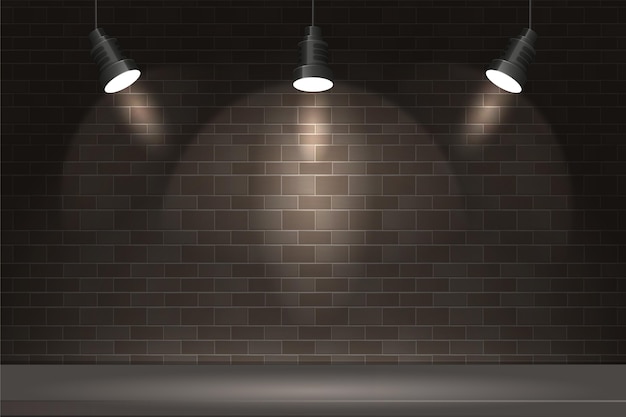 Brick wall with spot lights background