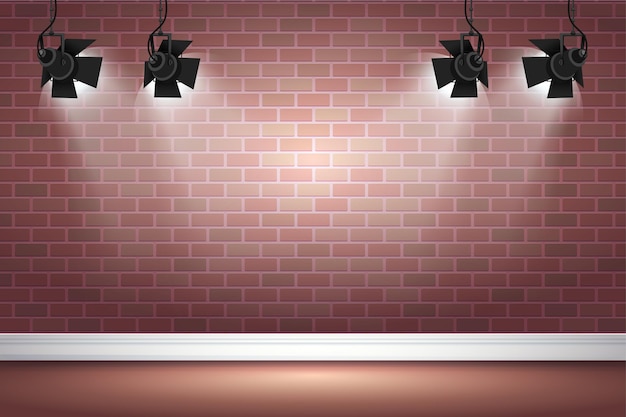 Brick wall with spot lights background