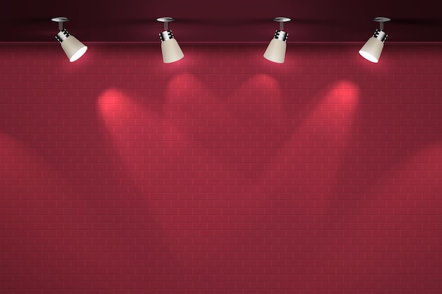 Free vector brick wall with spot lights background