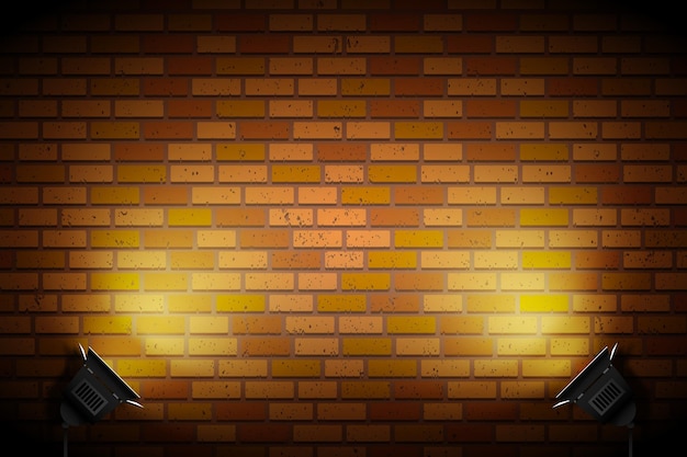 Free vector brick wall with spot lights wallpaper