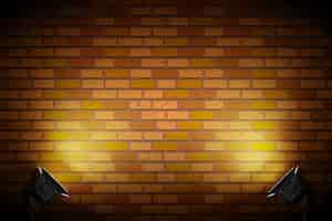 Free vector brick wall with spot lights wallpaper