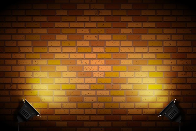 Brick wall with spot lights wallpaper
