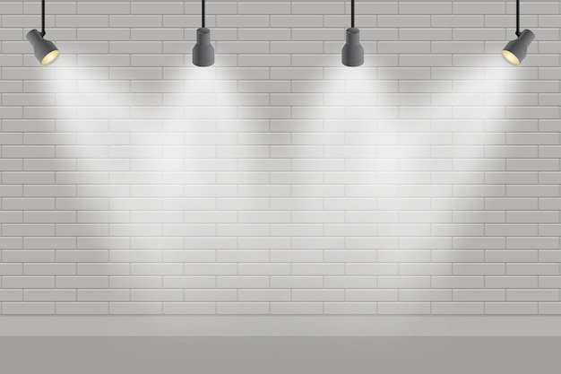 Brick wall with spot lights wallpaper