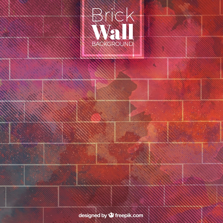 Free Vector brick wall with watercolors