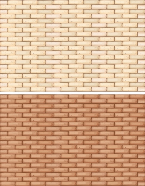 갈색의 두 가지 색조의 벽돌 벽