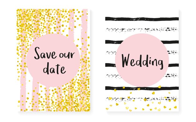 Bridal shower card with dots and sequins Wedding invitation set