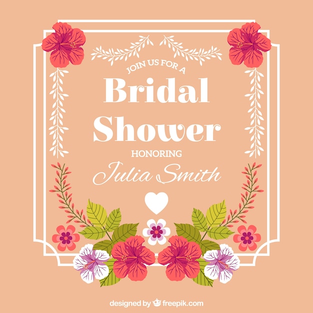 Bridal shower frame with beautiful flowers