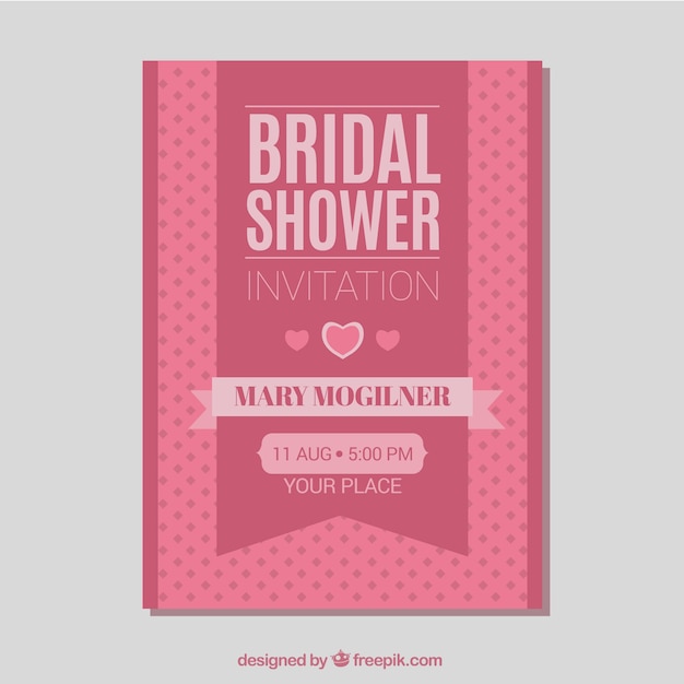 Free vector bridal shower invitation template in pink tones