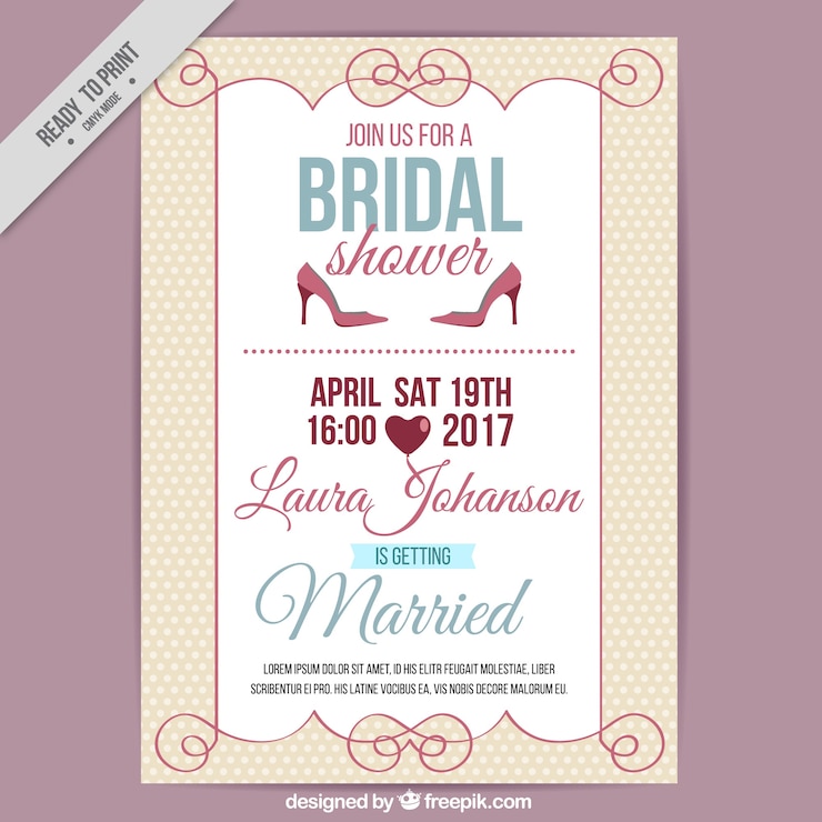 Free Vector bridal shower invitation in vintage style