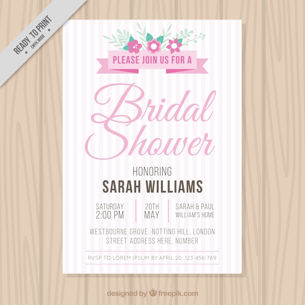 Free vector bridal shower invitation in vintage style