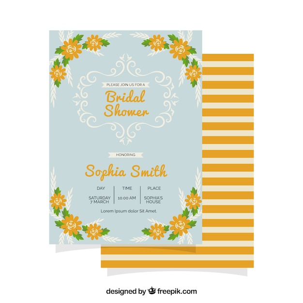 Bridal shower invitation with orange elements