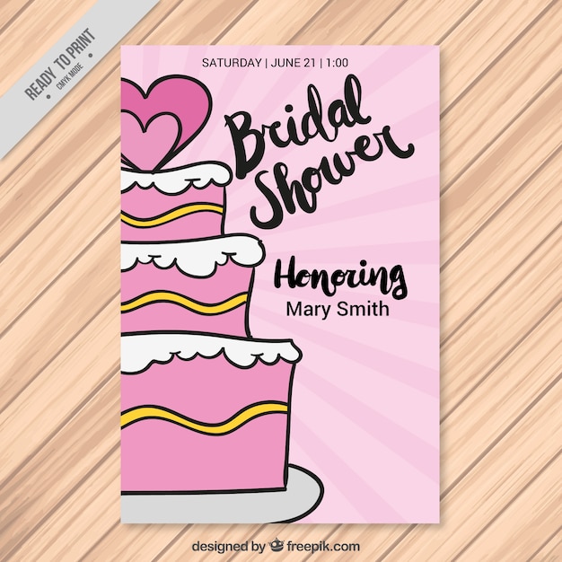 Bridal shower invitation with wedding cake