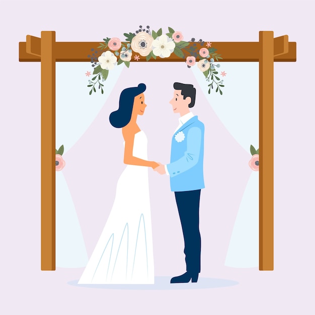 Жених и невеста выходят замуж