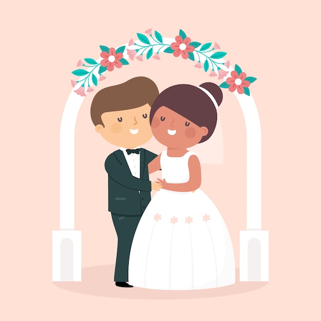 Bride and Groom Getting Married Free Vector Download