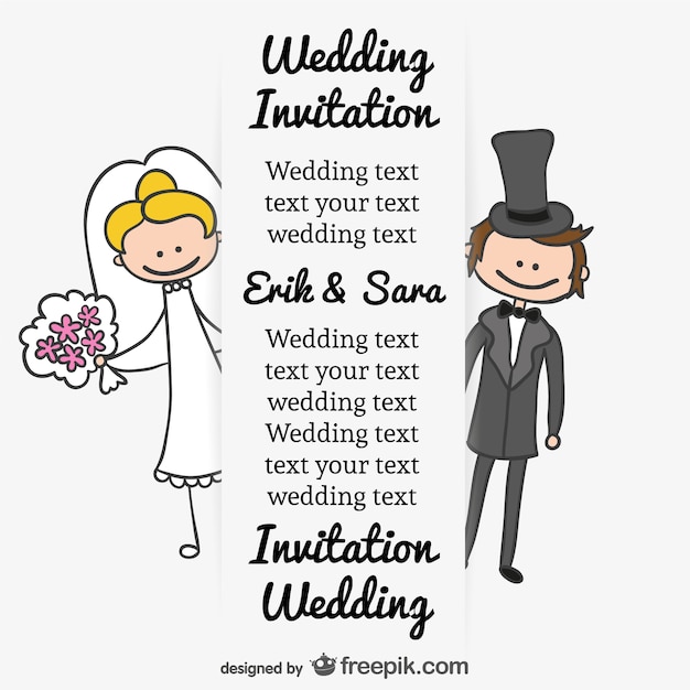 Free vector bride and groom wedding cartoon