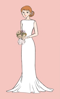 新婦付添人の手描きイラスト プレミアムベクター 新婦付添人の手描きイラスト プレミアムベクター