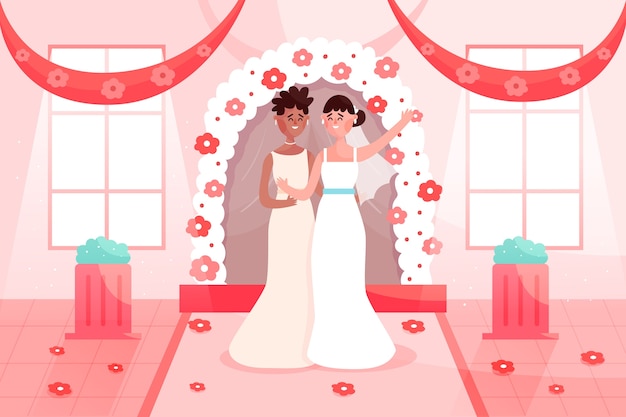 Brides getting married illustration