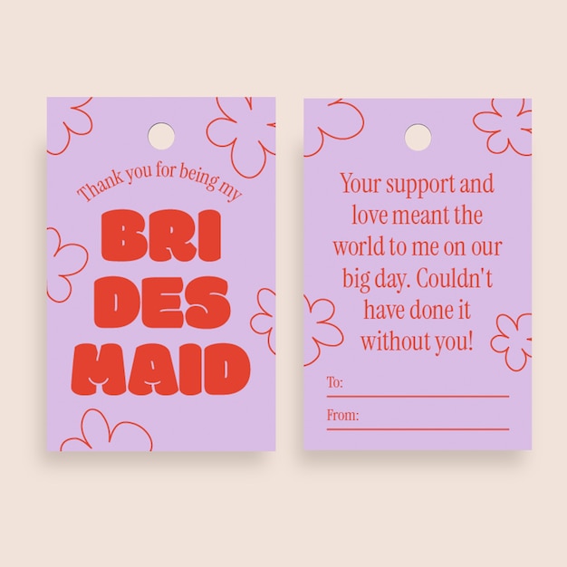 Bridesmaid gift tag template design