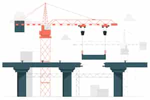 無料ベクター 橋の建設コンセプトイラスト