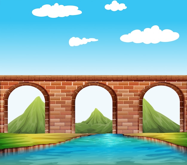 Free vector bridge over the river