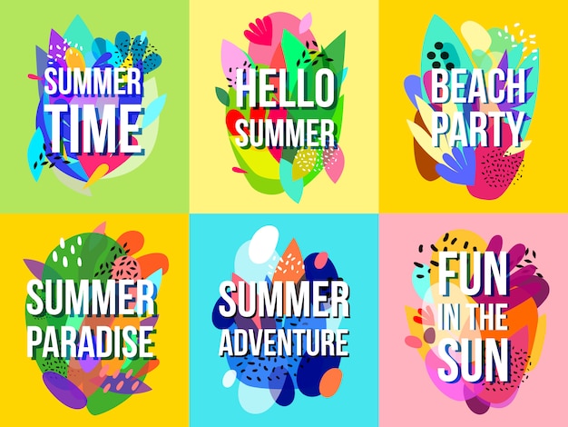 Bright abstract summer sale banners collection