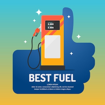 Bright advertising poster on the theme of gas station.  illustration.