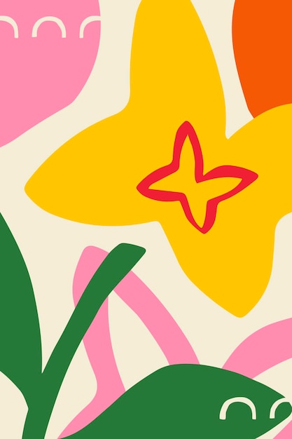 Бесплатное векторное изображение Яркий и красочный цветочный плакат с рисунком