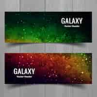 Free vector bright banners of galaxy