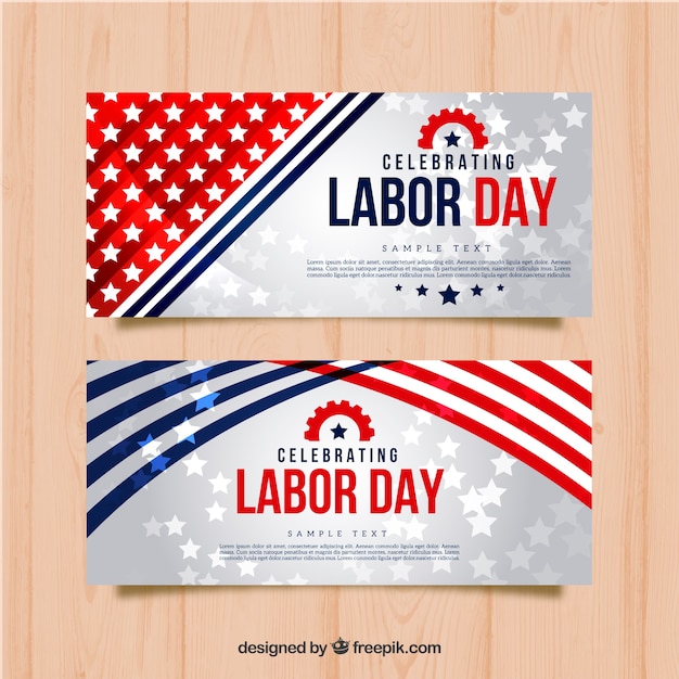 Free vector bright banners of labor day stars