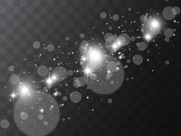明るく美しい星 透明な背景に光の効果のイラスト プレミアムベクター