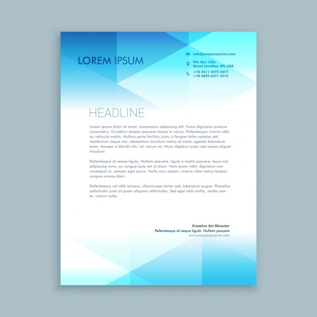 Bright blue letterhead