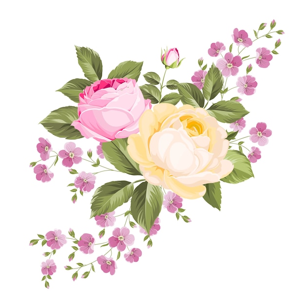 Яркий букет цветущих роз