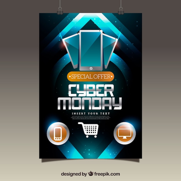 Free vector bright brochure of cyber monday