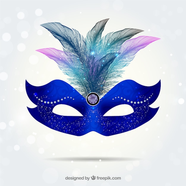 Bright carnival mask in electic blue tone