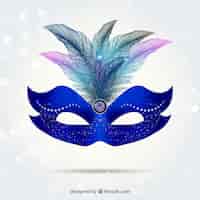Vettore gratuito maschera luminosa di carnevale in eclettico tonalità blu