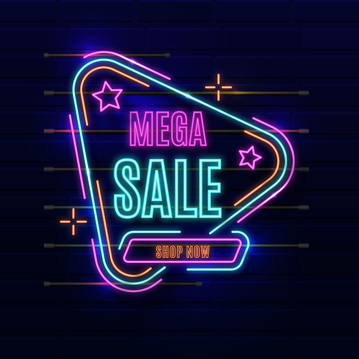 Free Vector bright colored neon sale sign