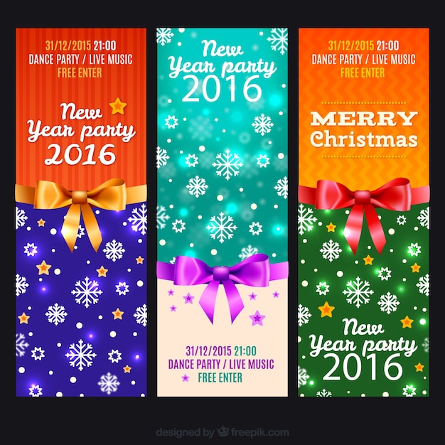 Bright colorful new year party banners