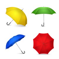 Яркие красочные зонтики 4 реалистичные изображения