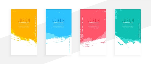 Free vector bright colors abstract grunge banners set